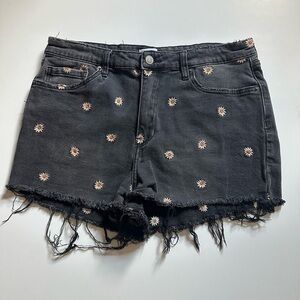 bp Black Jean Shorts with Distressed Finish and Studded Detail